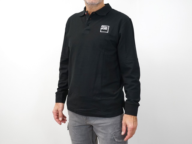 BLACK POLO SHIRT IDEAL WORK® LONG SLEEVE - SIZE XXXL