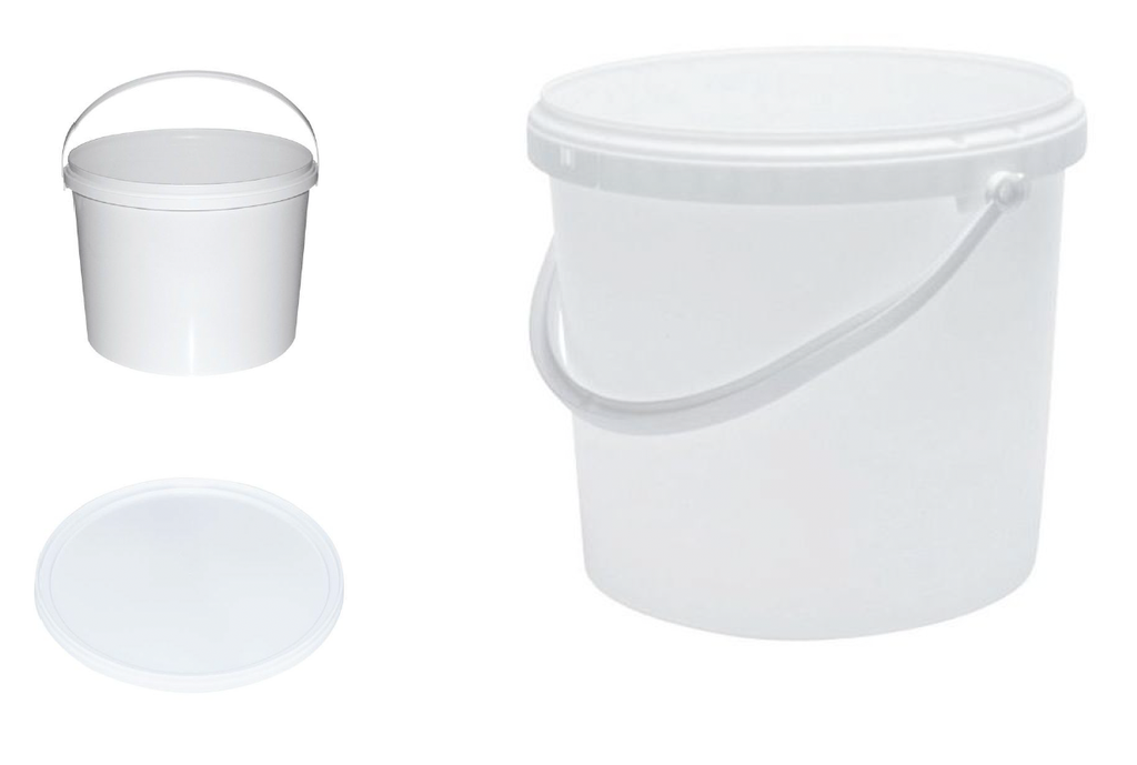 12.5 liter bucket white with plastic handle, incl. snap lid white